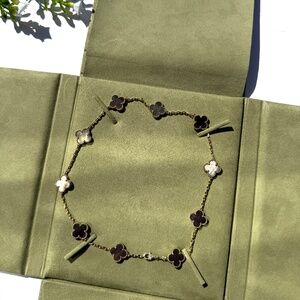 Van Cleef & Arpels SO Vintage Alhambra Gray MOP 18k Yellow Gold 10 Necklace